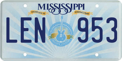 MS license plate LEN953
