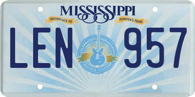 MS license plate LEN957