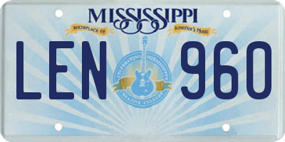 MS license plate LEN960