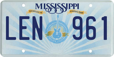 MS license plate LEN961