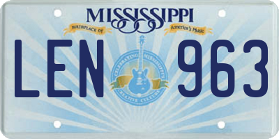 MS license plate LEN963