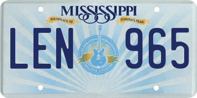 MS license plate LEN965