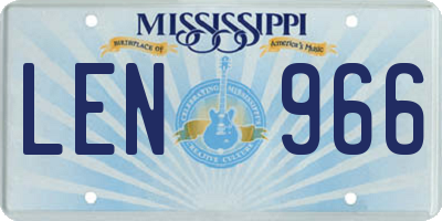 MS license plate LEN966