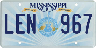 MS license plate LEN967