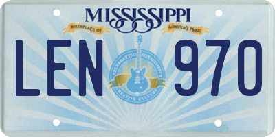 MS license plate LEN970