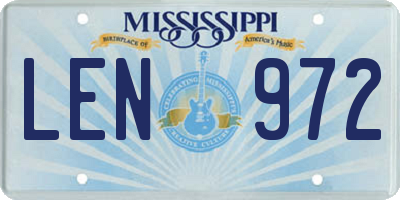 MS license plate LEN972