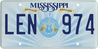 MS license plate LEN974