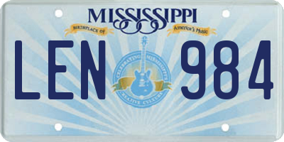 MS license plate LEN984