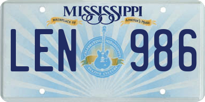 MS license plate LEN986