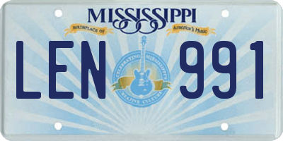 MS license plate LEN991