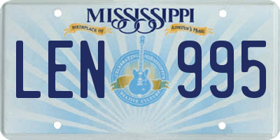 MS license plate LEN995