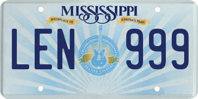 MS license plate LEN999