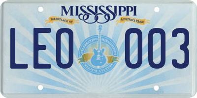 MS license plate LEO003