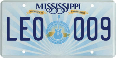 MS license plate LEO009
