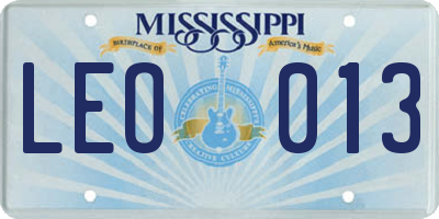 MS license plate LEO013
