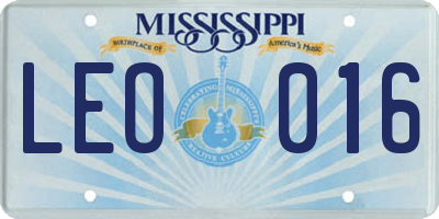 MS license plate LEO016