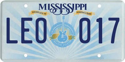 MS license plate LEO017