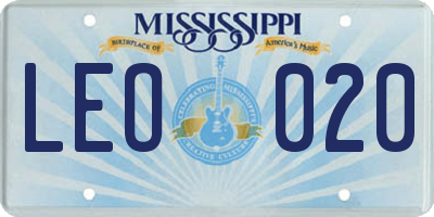 MS license plate LEO020