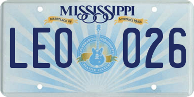 MS license plate LEO026