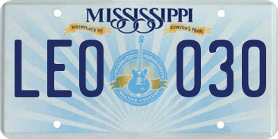 MS license plate LEO030