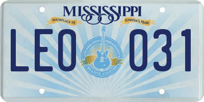 MS license plate LEO031