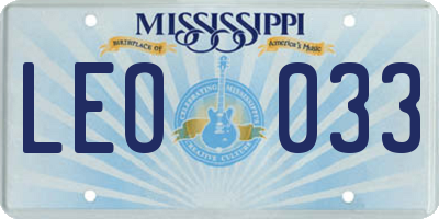 MS license plate LEO033