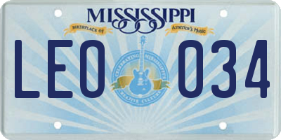 MS license plate LEO034