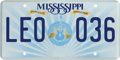 MS license plate LEO036