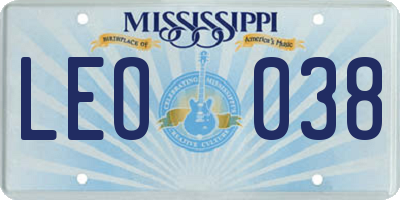 MS license plate LEO038