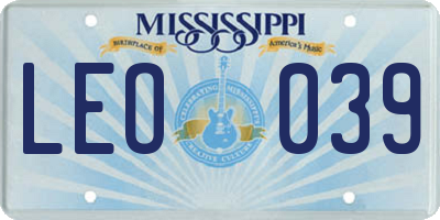 MS license plate LEO039