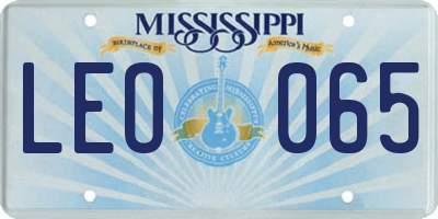 MS license plate LEO065