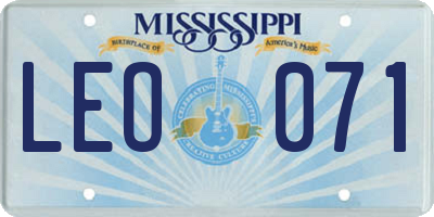 MS license plate LEO071