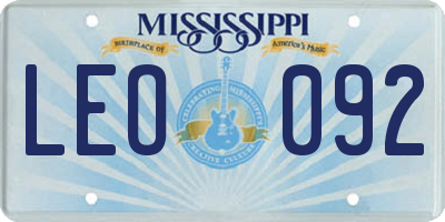 MS license plate LEO092