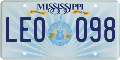 MS license plate LEO098