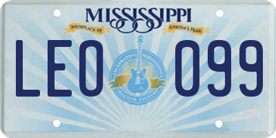 MS license plate LEO099