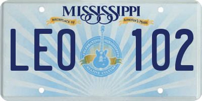 MS license plate LEO102