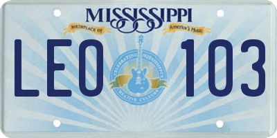 MS license plate LEO103