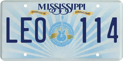 MS license plate LEO114