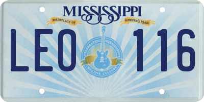 MS license plate LEO116