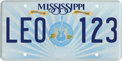MS license plate LEO123