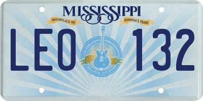 MS license plate LEO132