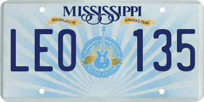 MS license plate LEO135
