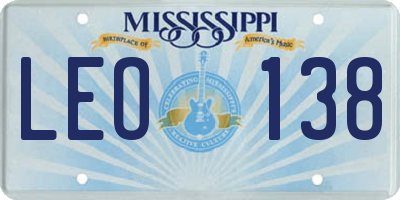 MS license plate LEO138