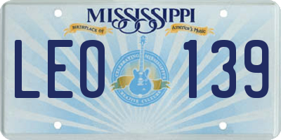 MS license plate LEO139