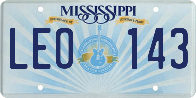 MS license plate LEO143