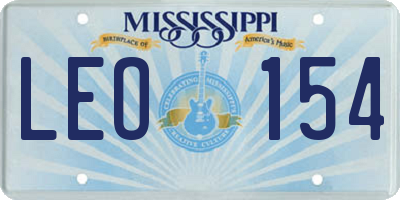MS license plate LEO154