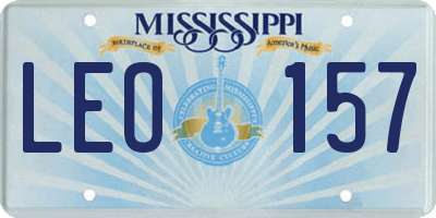 MS license plate LEO157