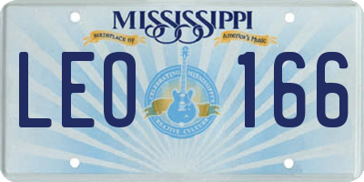 MS license plate LEO166