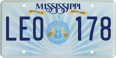MS license plate LEO178