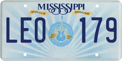 MS license plate LEO179